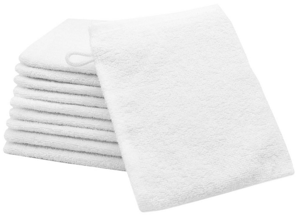 ZOLLNER Waschlappen (10-tlg), 16 x 21 cm, 100% Baumwolle, In Weiß bis 95° C  und in Farbe bis 60° C waschbar sowie trocknergeeignet