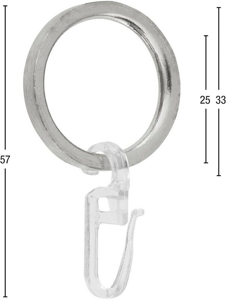 Gardinenring Ring mit Haken, GARESA, (10-St), für Durchmesser bis 20mm,  einfache Montage