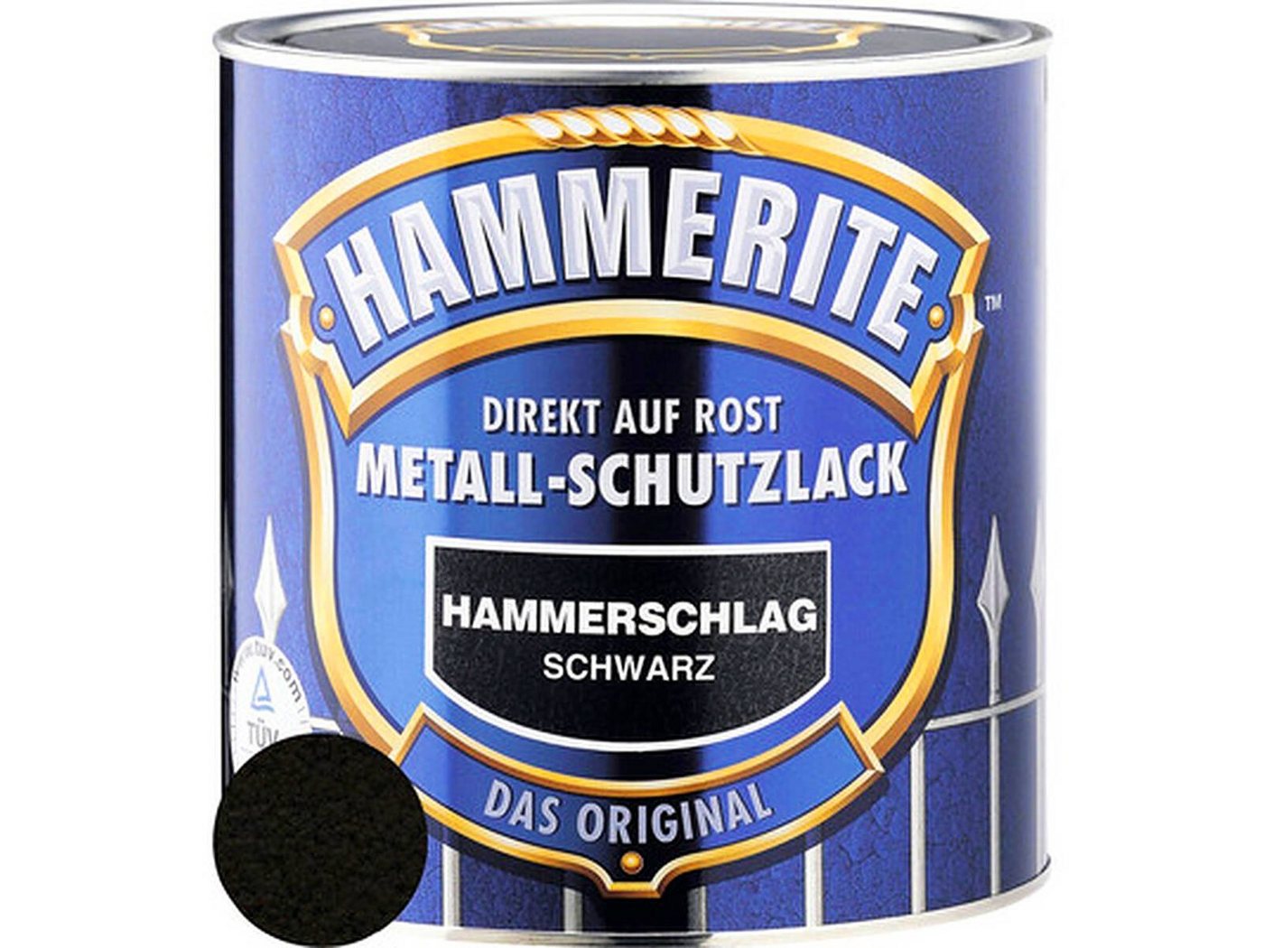 Hammerite Metallschutzlack Hammerschlag-schwarz glänzend / 60063, hochgradig Witterungsbeständig, Wasserabweisend