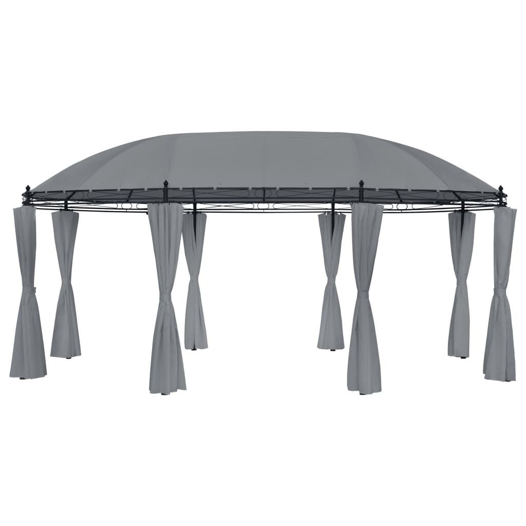 Pavillon Pavillon Gartenzelt mit Vorhängen 520x349x255 cm Anthrazit