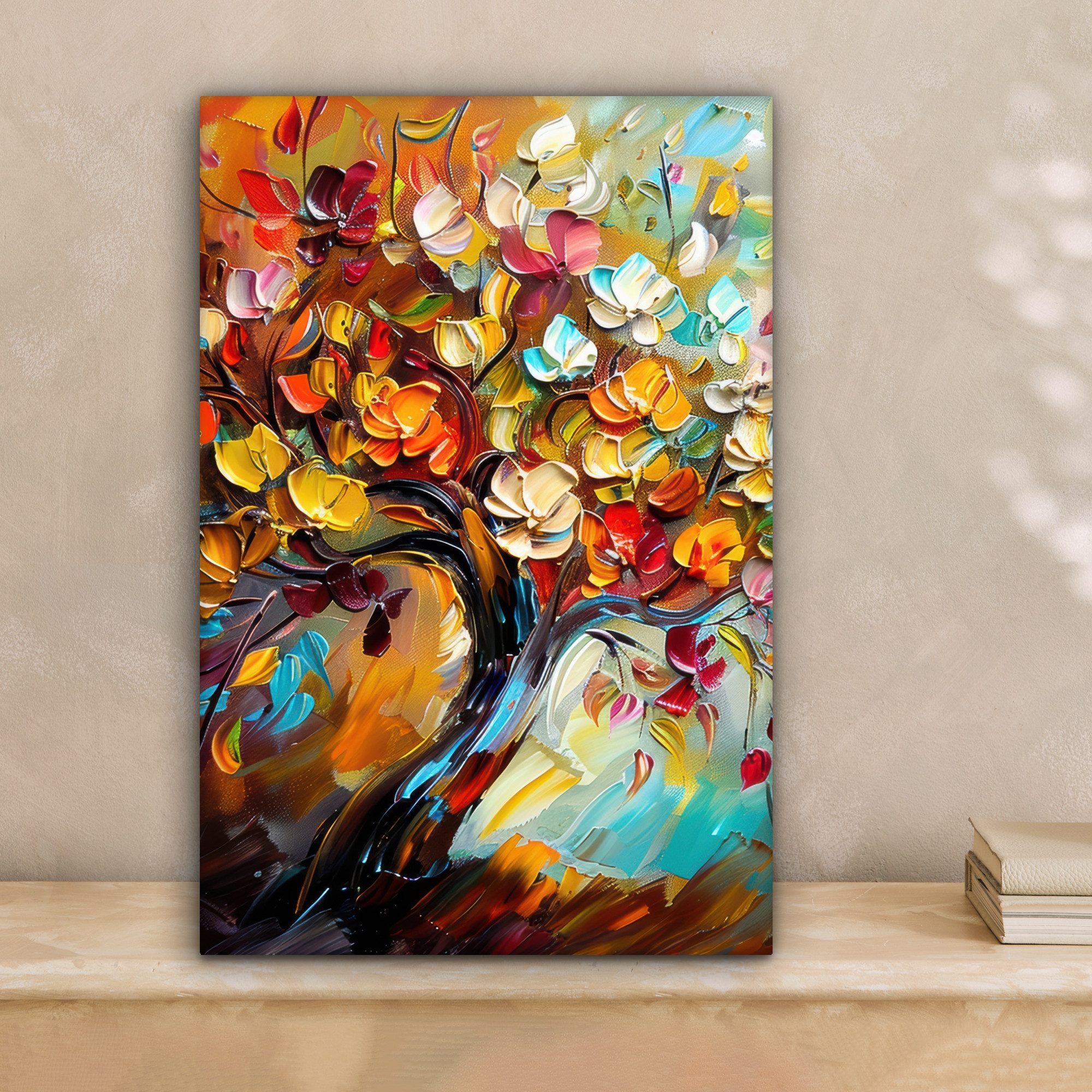 OneMillionCanvasses® Leinwandbild Baum - Abstrakt - Farbenfroh - Blumen, Fo günstig online kaufen