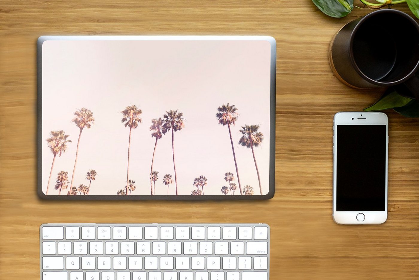 Thumbnail - MuchoWow Laptop-Aufkleber Palmen - Sonne - Natur - Himmel, (1tlg), Laptop Folien Cover, Aufkleber, Sticker, Schutz vor K...