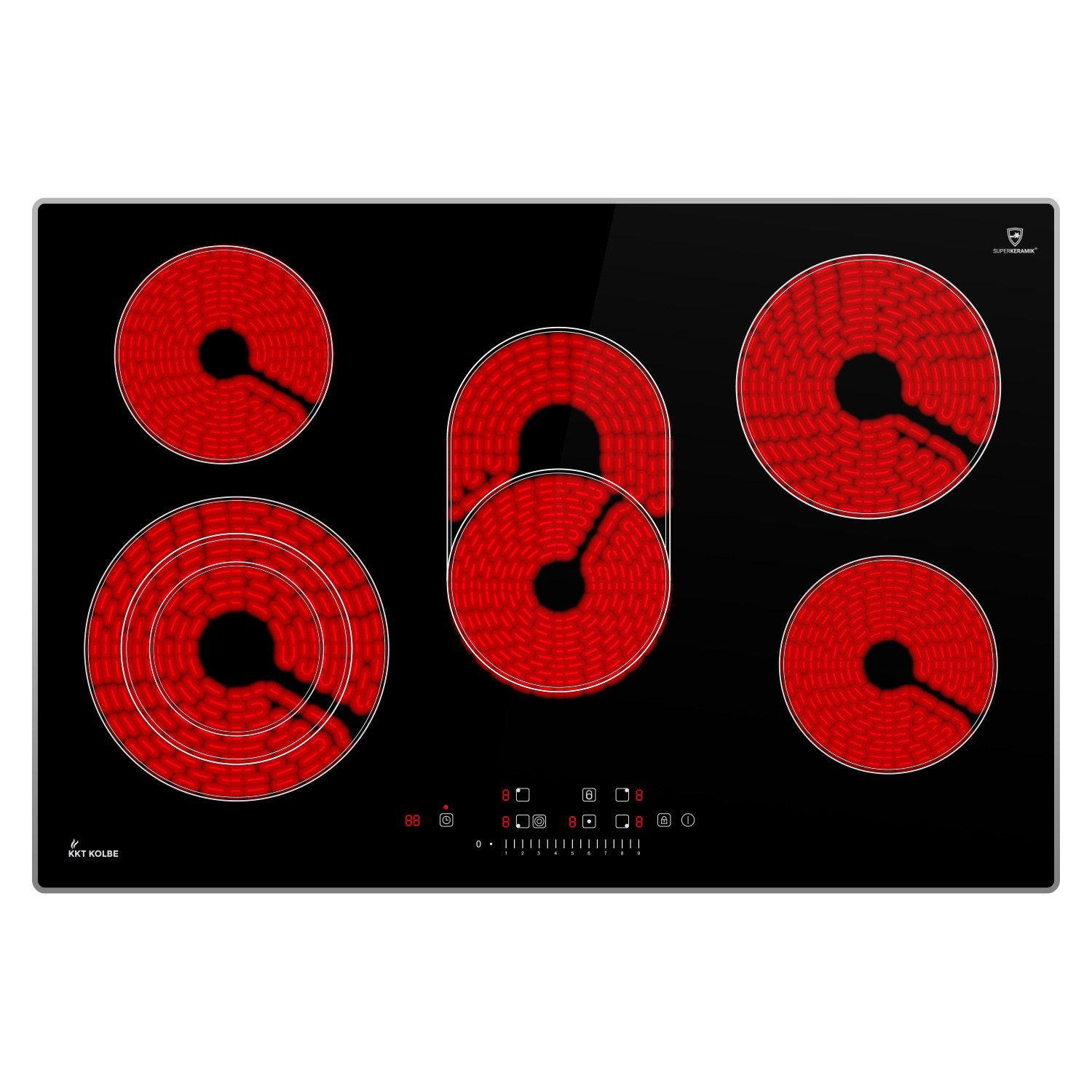 KKT KOLBE Elektro-Kochfeld CH7705AL, Kochmulde / 77 cm / Herdplatte / 9 Stufen / 5 Zonen / Dreikreiszone