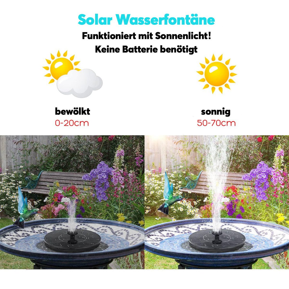 matches21 HOME & HOBBY Blumentopf Solar-Brunnen Wasser-Fontäne für Garten Springbrunnen Miniteich (1 St), Solar Spring-Brunnen Wasser-Fontäne als Garten-Deko Vo – Bild 5 von 5