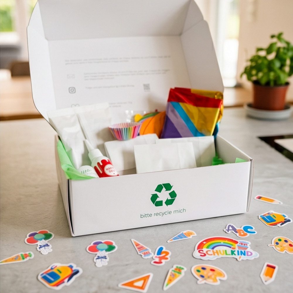 little Birthday Papierdekoration Set zur Einschulung mit Girlande, Luftballons, Back-Set und Streusel, komplettes Set zur Einschulung