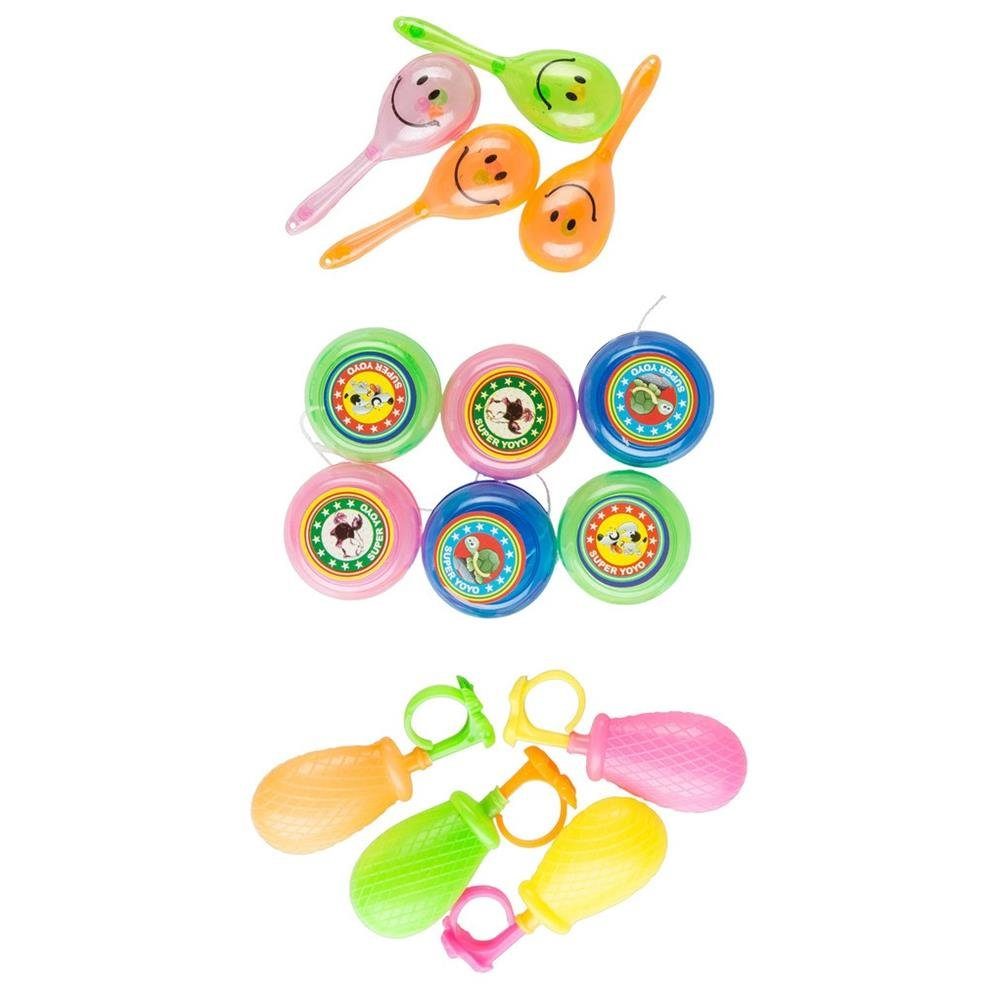 Idena Spielesammlung Partyspaß Set mit 14 Artikeln, (4x Rasseln, 6x Jojos, 4x Wasserspritzen) Mitgebsel