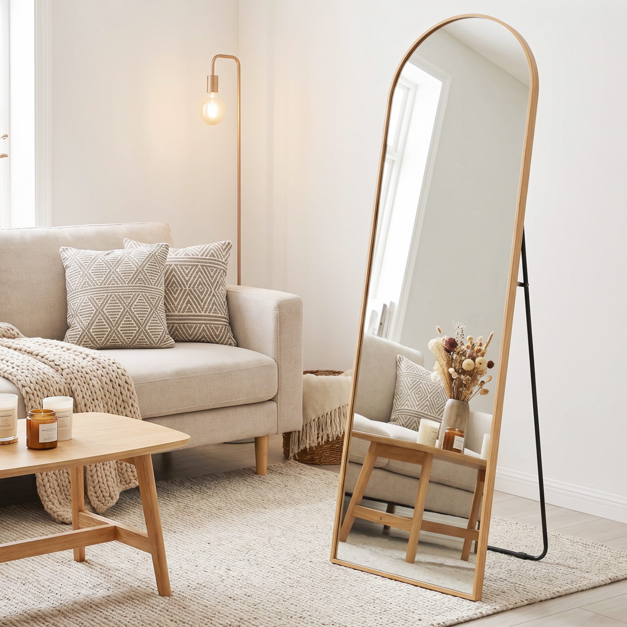 OTTO home Spiegel Standspiegel Addrik, wahlweise in 2 Größen 150x40cm oder 180x60cm (als Wandspiegel und Standspiegel einsetzbar, Rahmen aus Metall), Ganzkörperspiegel mit Sicherheitsglas, in verschiedenen Farben