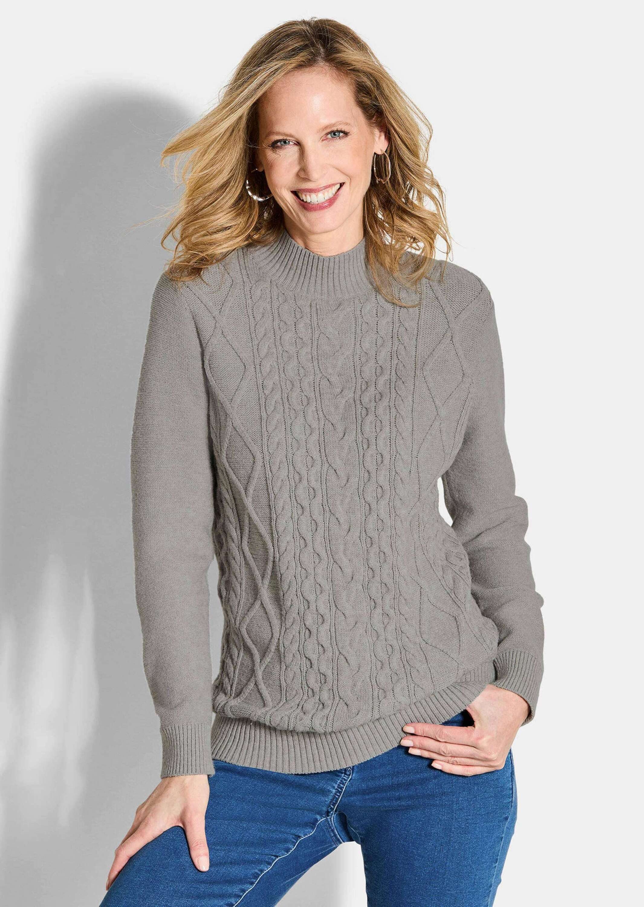 GOLDNER Strickpullover Kurzgröße: Strickpullover mit Zopfmuster günstig online kaufen