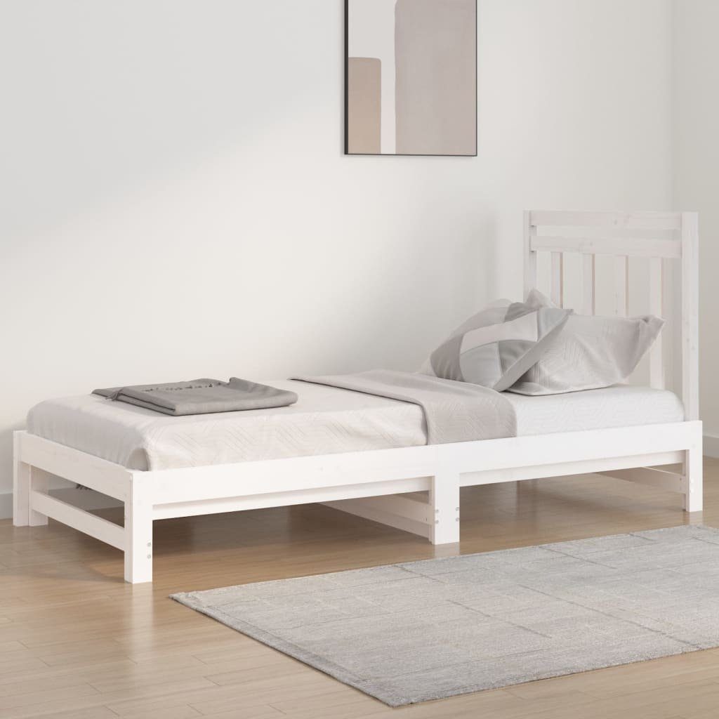 vidaXL Bett Tagesbett Ausziehbar Weiß 2x(90x200) cm Massivholz Kiefer