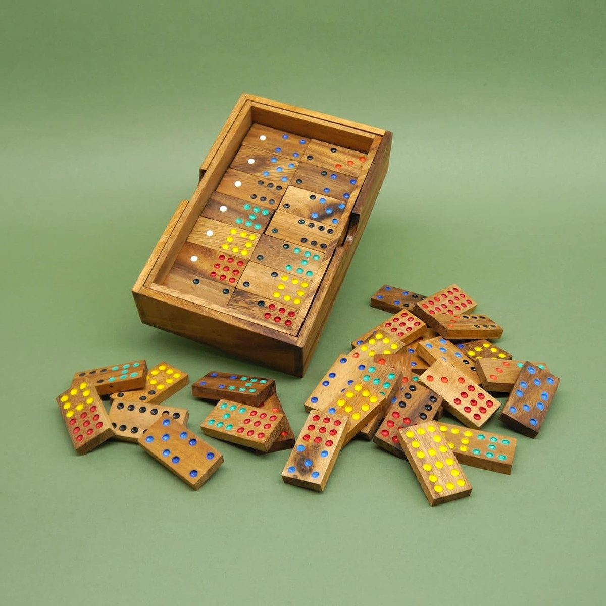 ROMBOL Denkspiele Spiel DOMINO DOPPEL 9 - klassisches Legespiel, Legespiel, Holzspiel