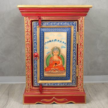 Oriental Galerie Mehrzweckschrank Tibet Wandschrank Faiza Buddha Rot 65 cm