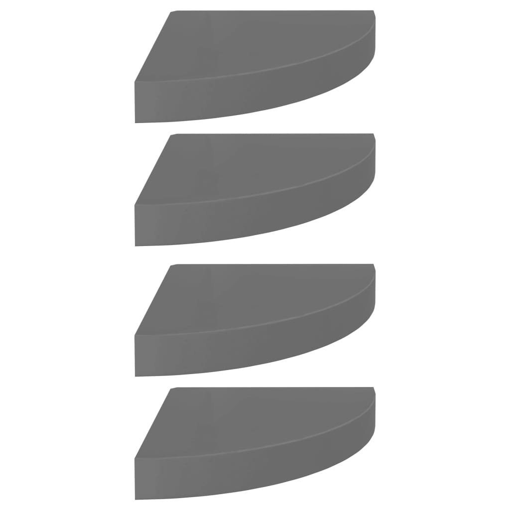 furnicato Wandregal Eck-Schweberegale 4 Stk. Hochglanz-Grau 25x25x3,8 cm MD günstig online kaufen