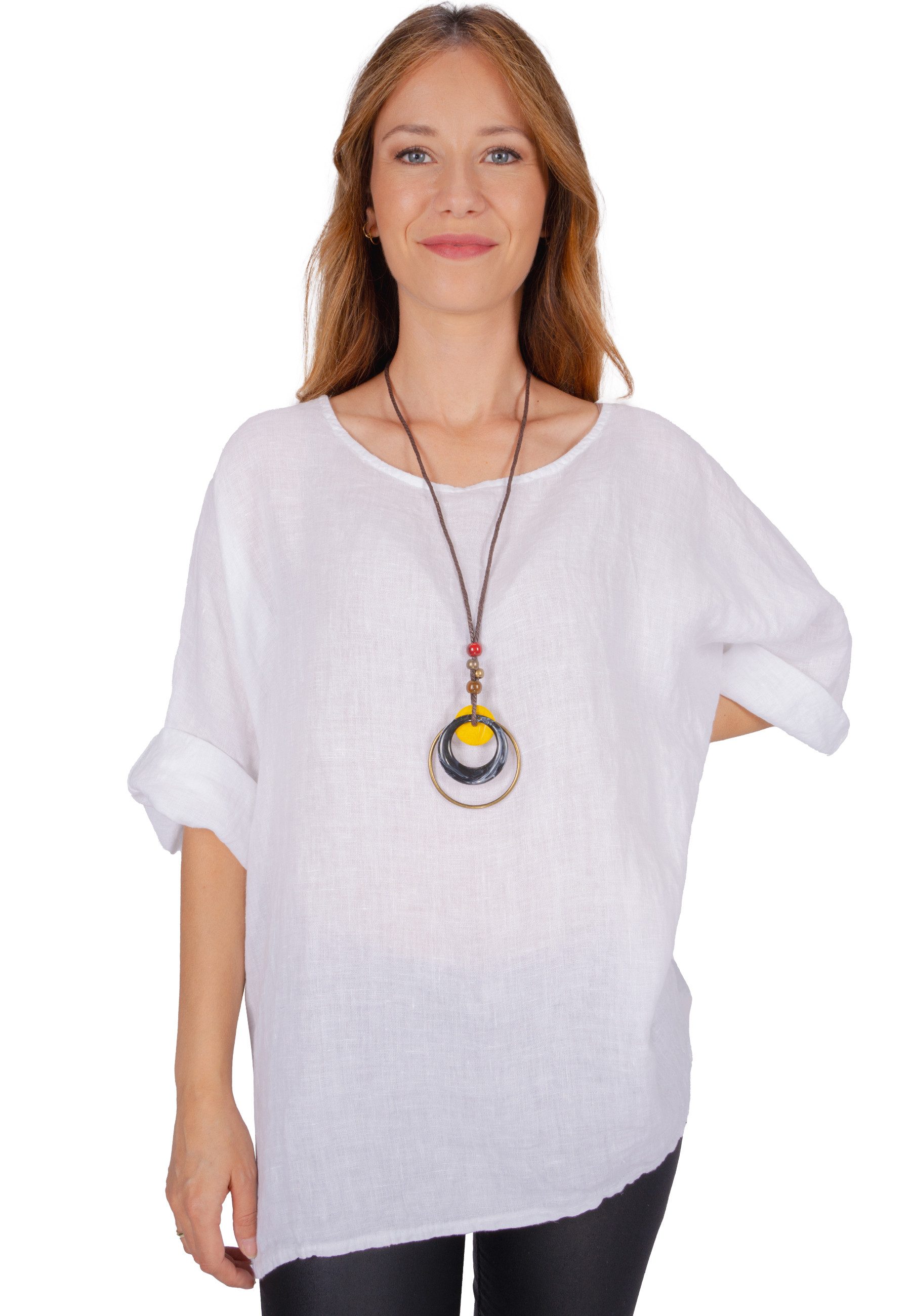 Seasons of April Kurzarmbluse Oversized Lina Weit geschnittene Leinenbluse günstig online kaufen