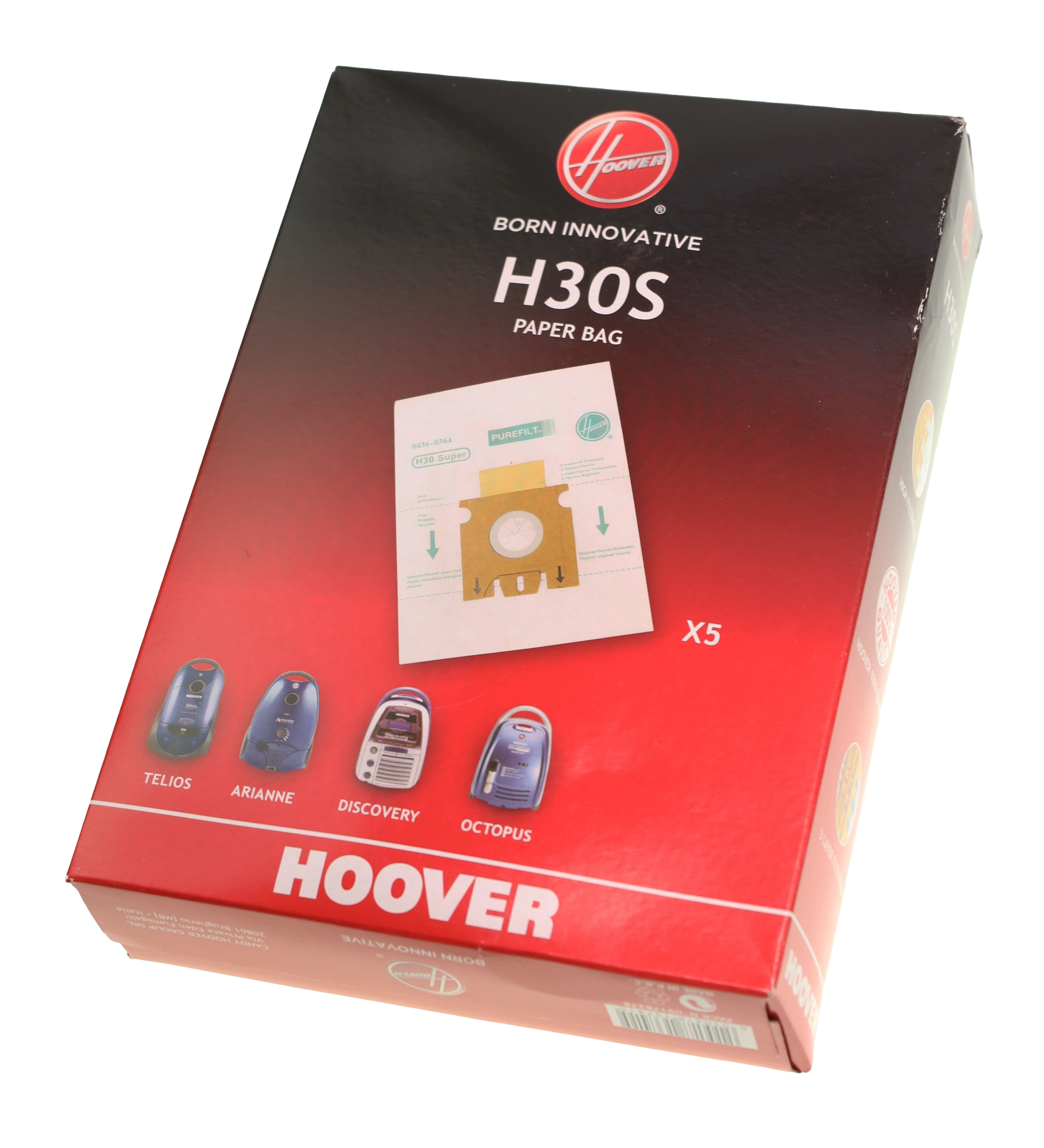 Hoover Staubsaugerbeutel Hoover 09178278 H30 5x Staubsaugerbeutel für Sensory Telios Arianne