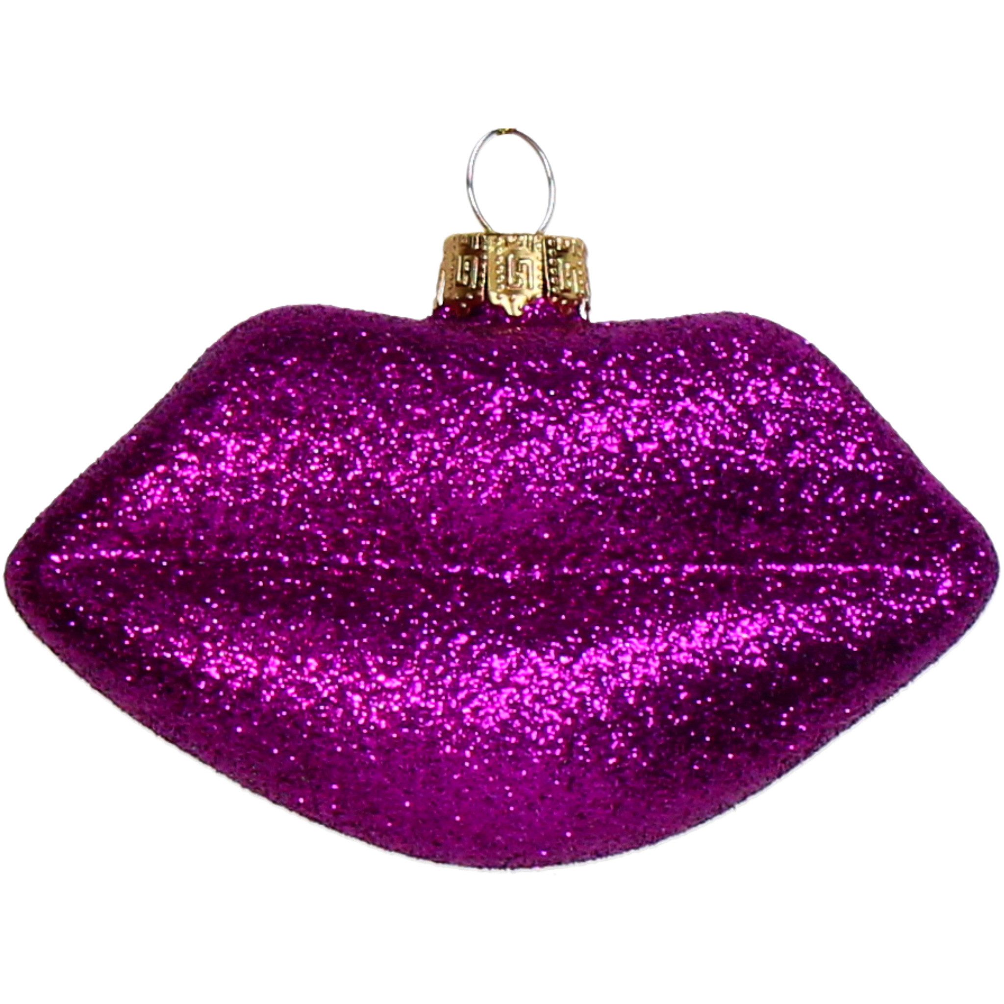 HD Collection Christbaumschmuck, Christbaumschmuck Glas 9,5cm Kussmund Lippen Figur Lila