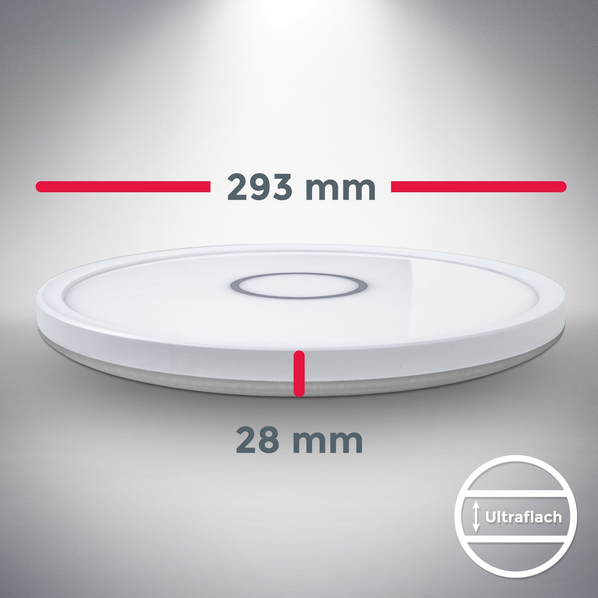 integriert, LED BK_DP1239 18 Neutralweißes LED fest Ø29,3cm, Lumen, LED 2.400 mit Weiß, 4.000K, Backlight, Deckenleuchte B.K.Licht Licht, Watt, Deckenlampe, Rund Neutralweiß,