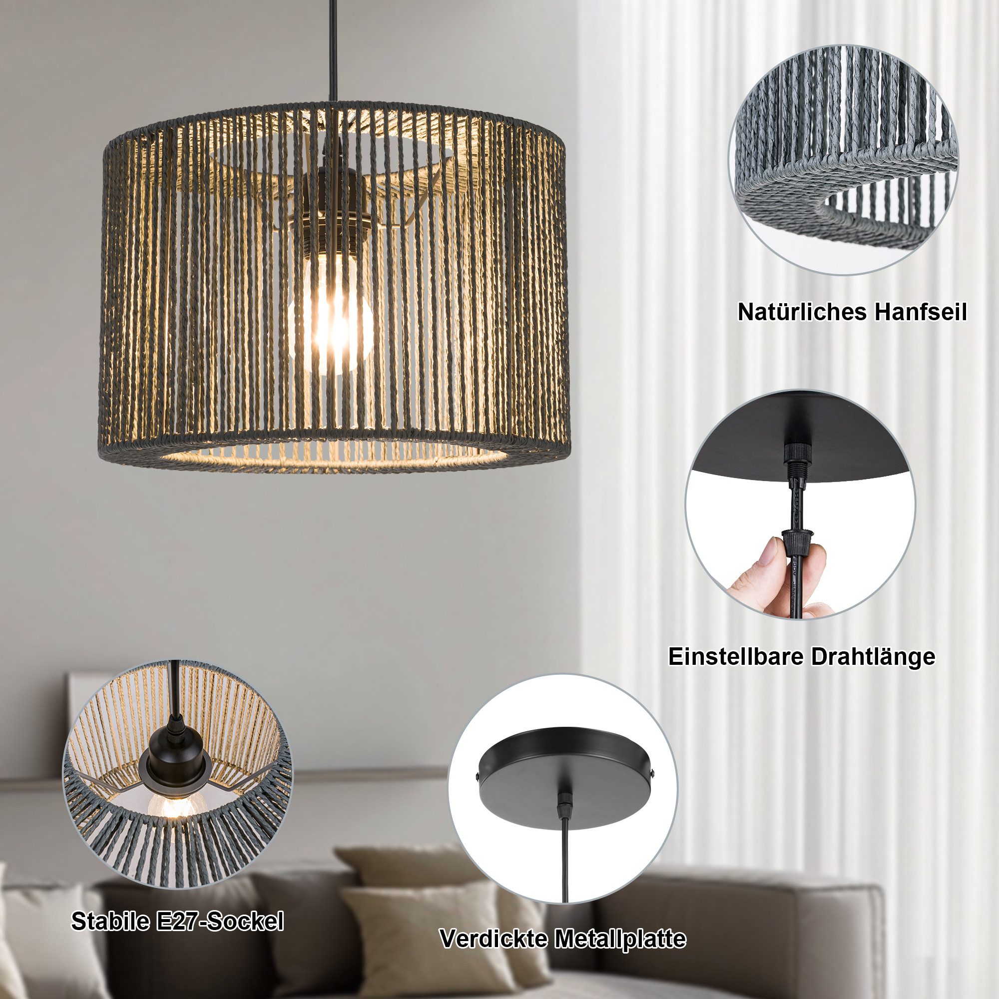 Zedelmaier Pendelleuchte Hängelampe hängend Deckenlampe, ohne Leuchtmittel, ohne Leuchtmittel, für Esszimmer Wohnzimmer Schlafzimmer – Bild 4 von 5
