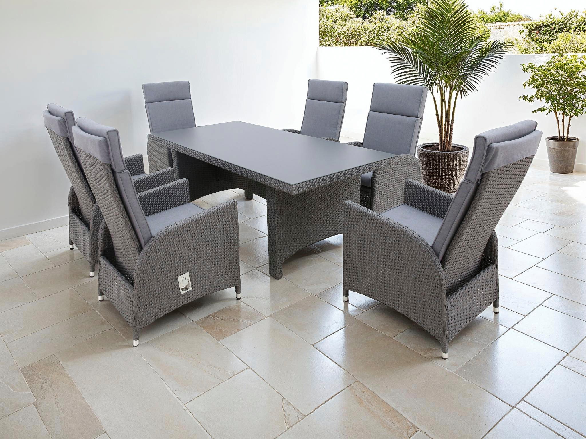 KONIFERA Garten-Essgruppe »Newcastle«, (Set, 13-tlg., 6 Sessel, Rückenlehne günstig online kaufen