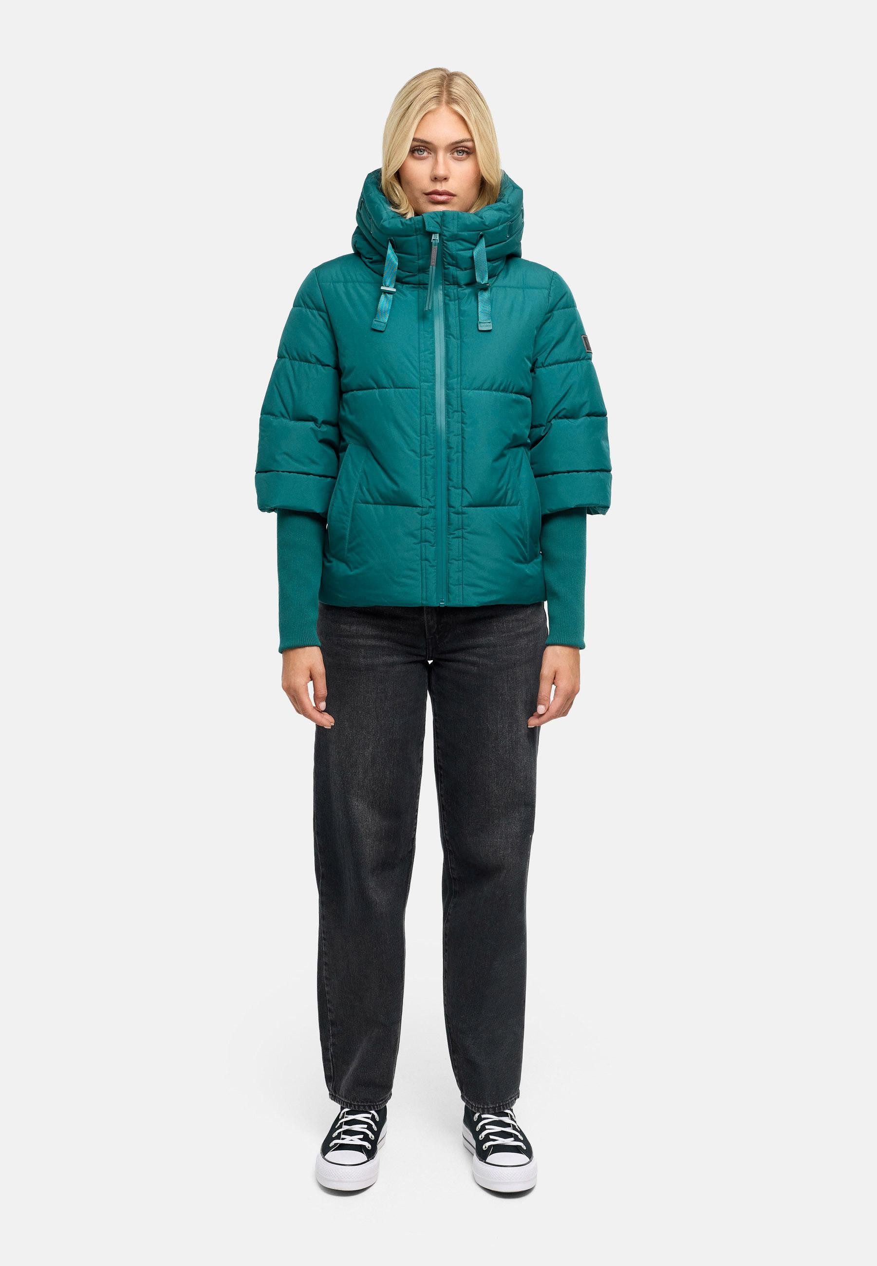 Navahoo Steppjacke Lotusherz XIV Warme gesteppte Winterjacke mit Rippstrickärmeln – Bild 4 von 4
