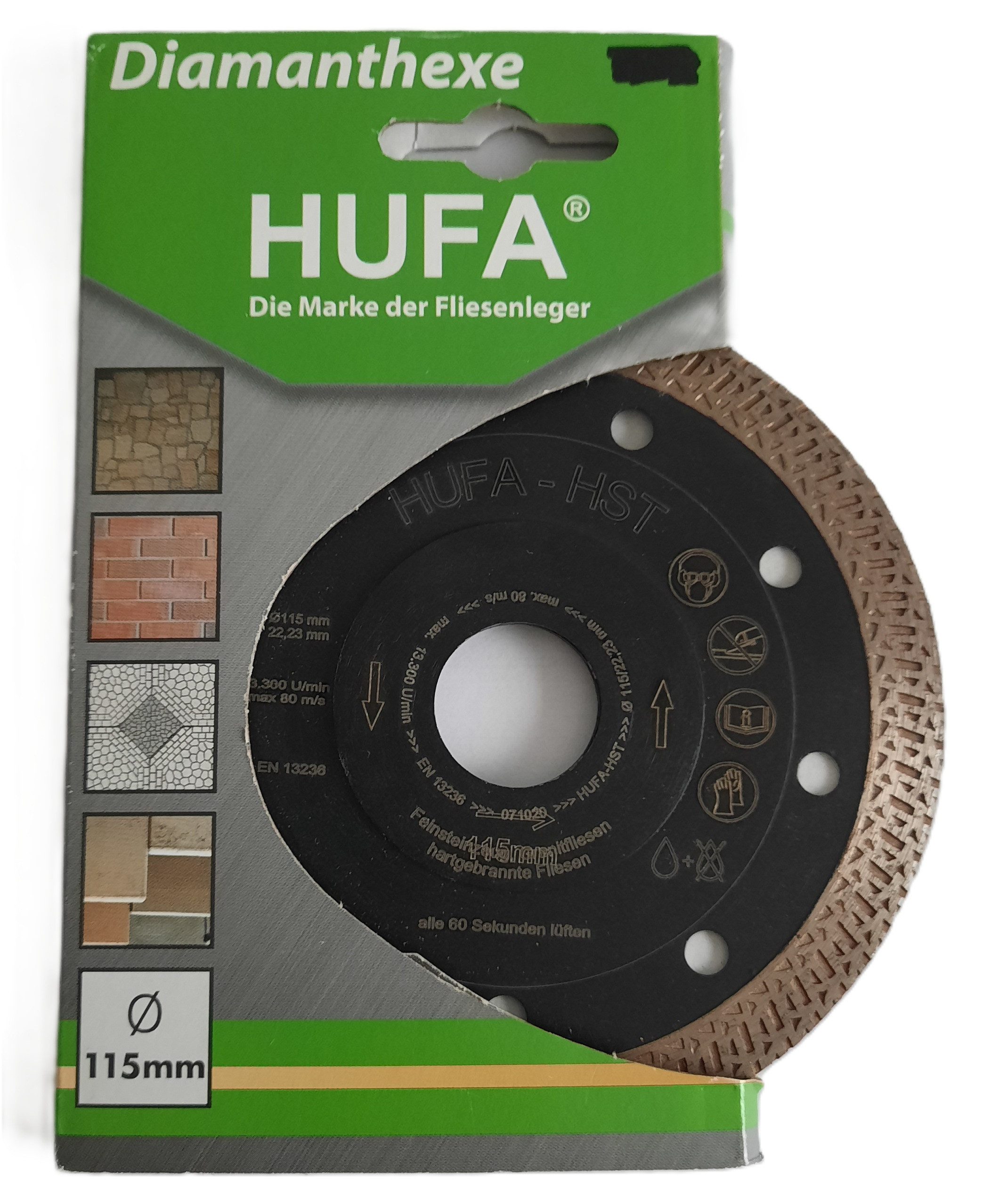 Hufa Diamanttrennscheibe Hufa Fliesen Diamanttrennscheibe Fliese HST Ø 115mm, geschlossener Schneidrand