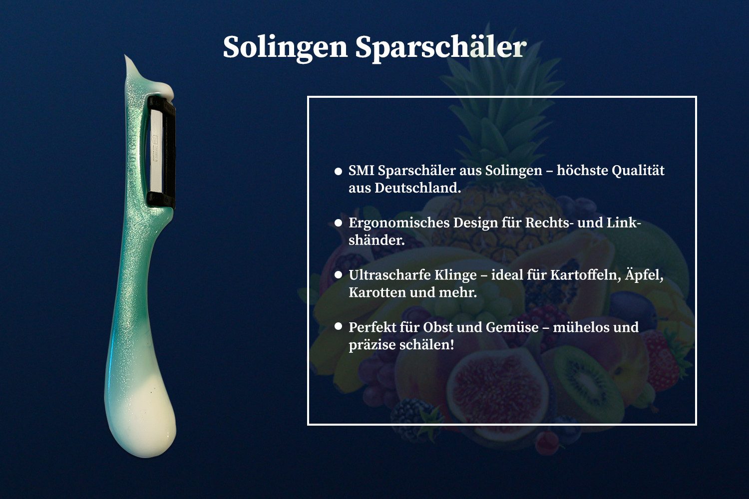 SMI Sparschäler Solingen Sparschäler Kartoffelschäler Gemüseschäler Spargelschäler, (1-tlg., 1 tlg), Rechts- und Linkshänder nach klingen wechseln – Bild 4 von 5