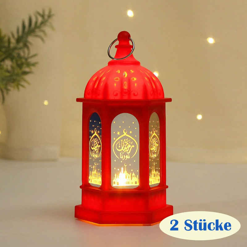 MUPOO Kerzenhalter Nachtlicht,Eid Mubarak Laterne,Batterie,2St. Ramadan Mond Stern Kerzen, Ramadan Dekoration Laterne Eid Mubarak für Ramadan Muslimische
