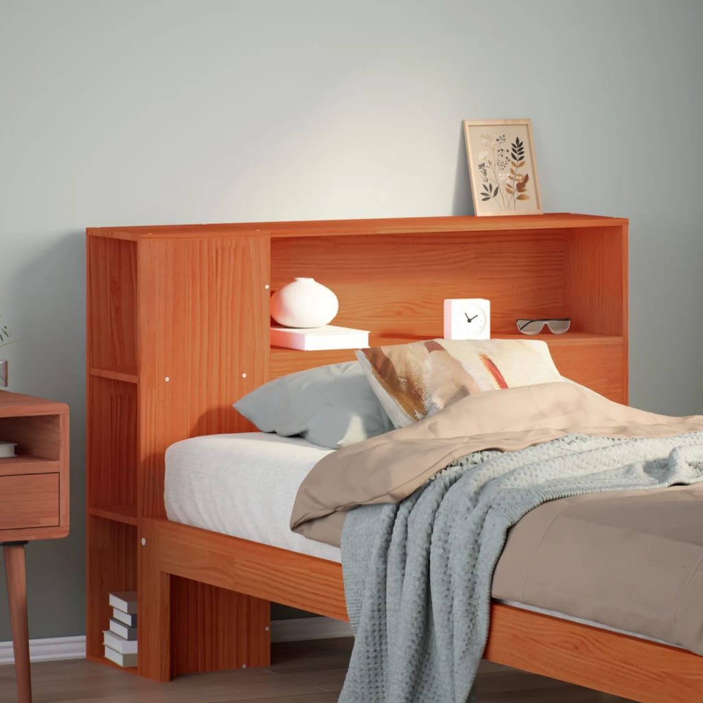 vidaXL Bett, Kopfteil mit Stauraum Wachsbraun 75 cm Massivholz Kiefer günstig online kaufen