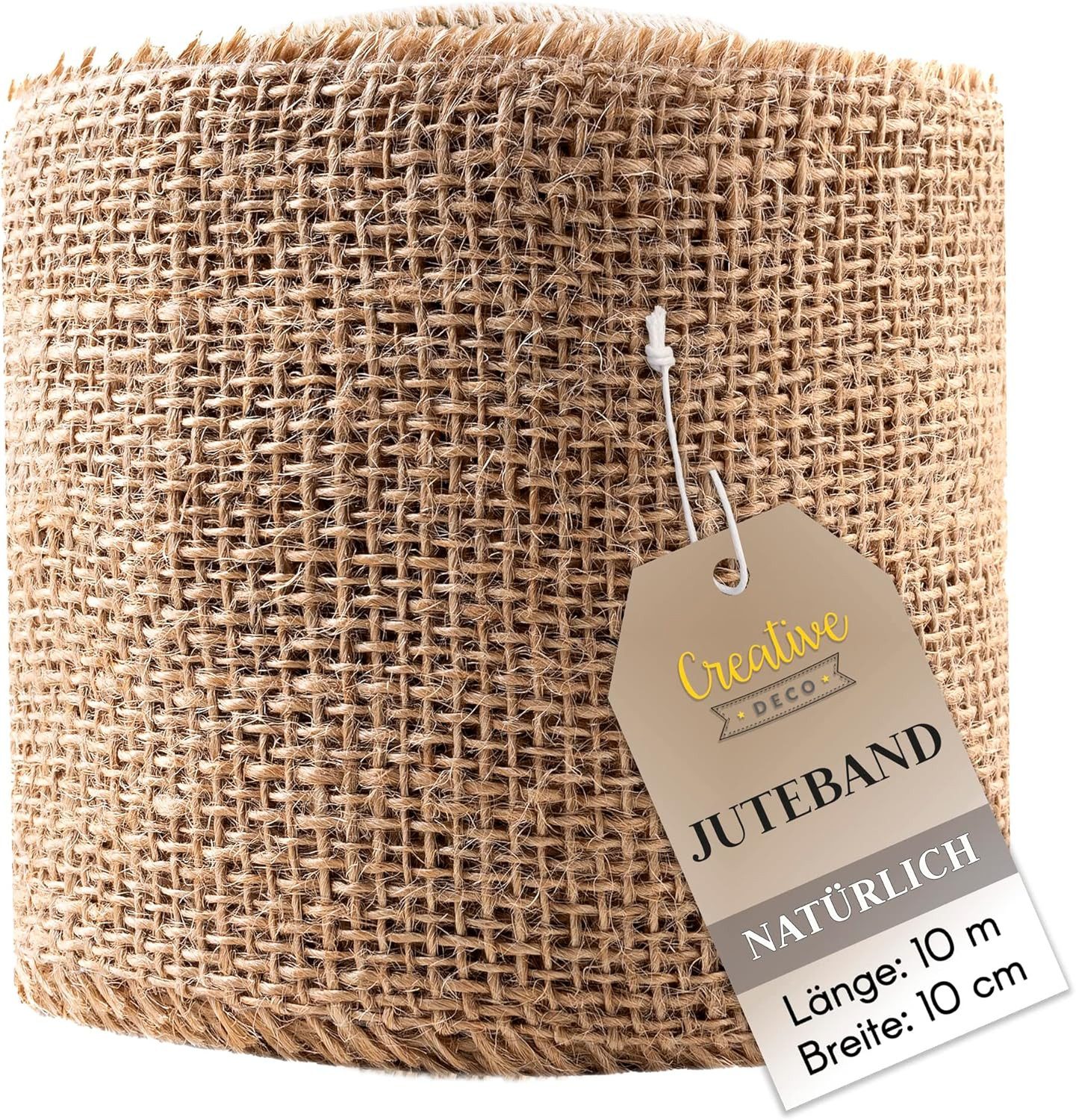 Creative Deco Bastelnaturmaterial Juteband Jute Tischläufer 10 m, Nähte an den Rändern