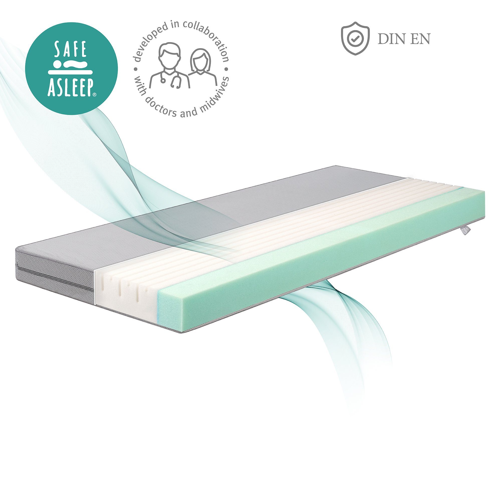 Babymatratze safe asleep® - Air Balance, roba®, 9 cm hoch, Babybettmatratze, für optimales Schlafklima