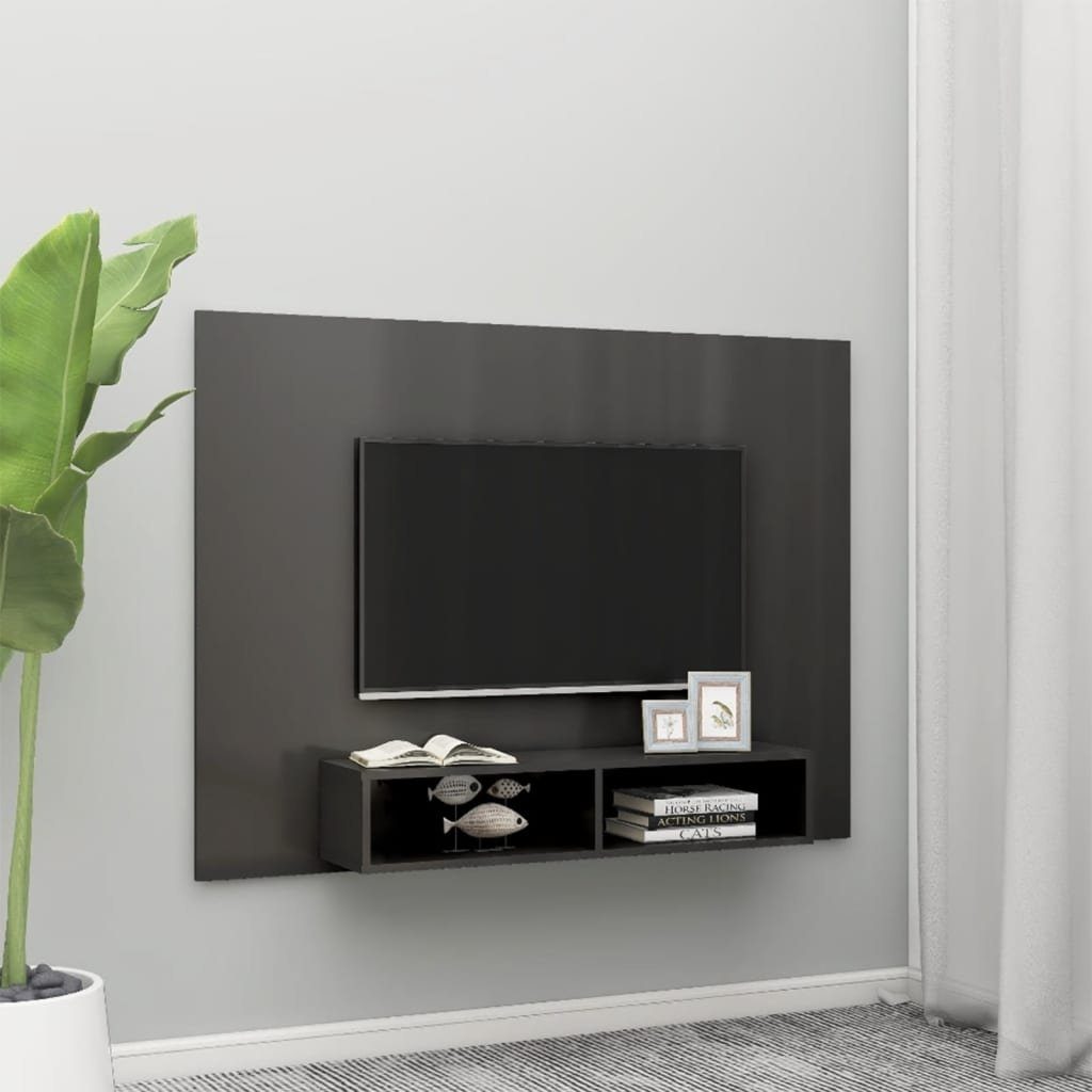 möbelando TV-Wand 3008161, (LxBxH: 135x23,5x90 cm), in Hochglanz-Grau | TV-Wände