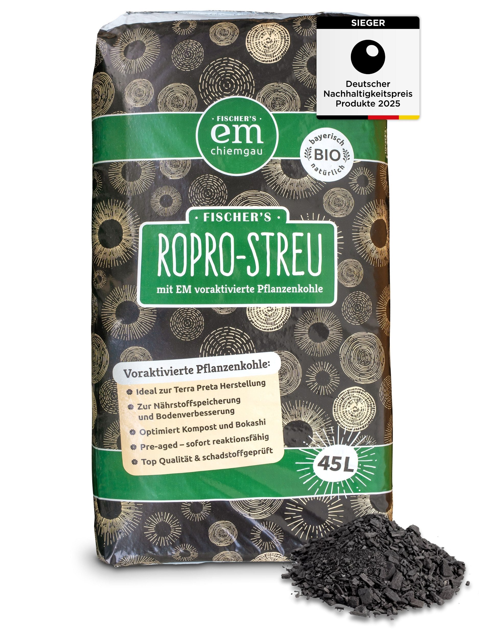 Fischer's EM-Chiemgau Bodenverbesserer RoPro-Streu Bio Pflanzenkohle, Lose günstig online kaufen
