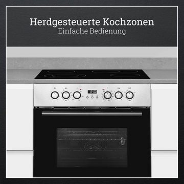 vonReiter Elektro-Herd-Set VREHE 7011-3, mit Teleskopauszug nachrüstbar, Bräterzone und Zweikreiszone, Heißluft, 70 L, Timer Digital