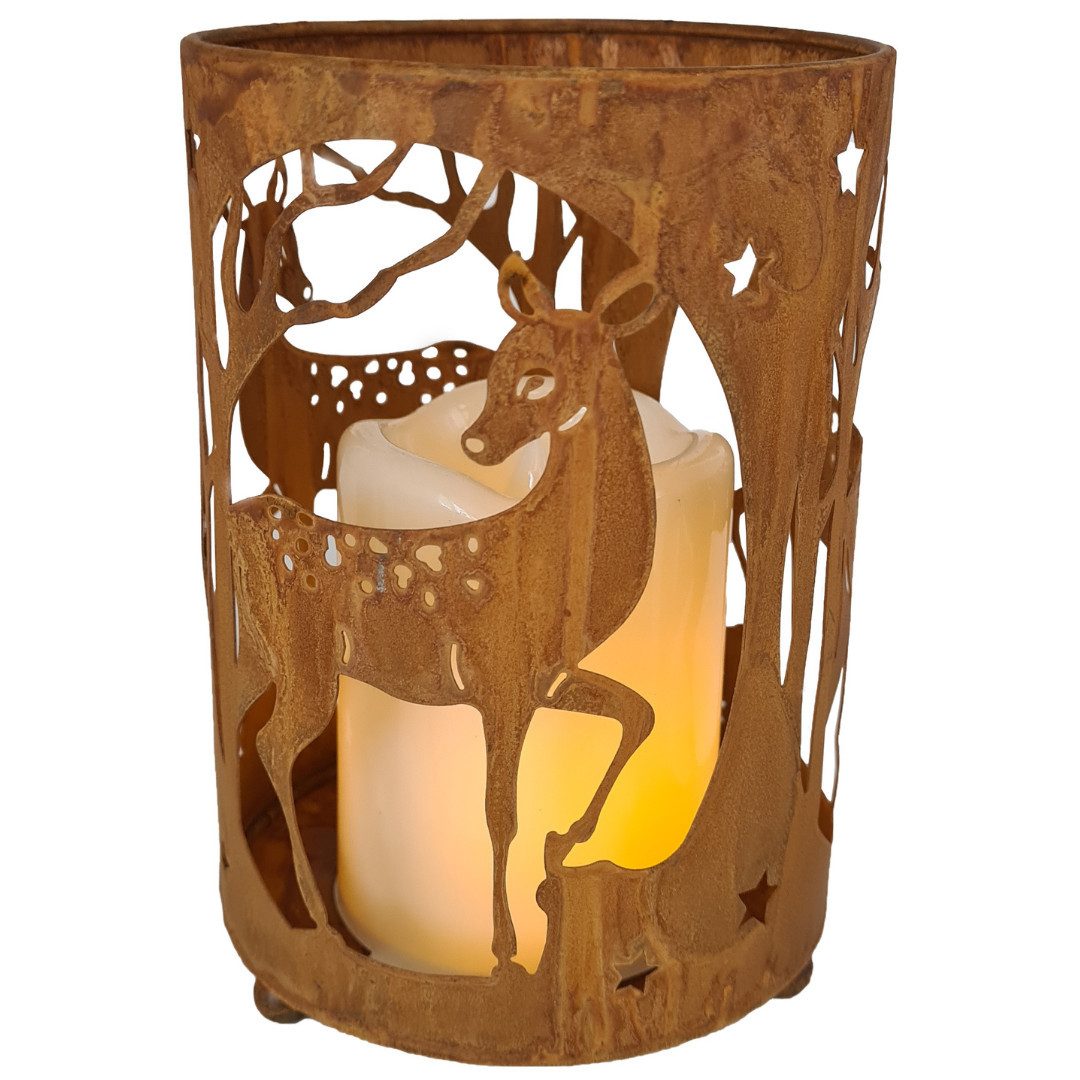 abc HOME LED Windlicht Reh, LED-Kerze, batteriebetrieben, 15 cm H, LED fest integriert