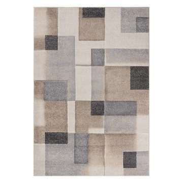 Teppich Designer Kurzflor Moderne Kunst, TaCa Home, rechteckig, Höhe: 12 mm, Wohnzimmer Schlafzimmer Esszimmer, Karos Beige - 80 x 140 cm