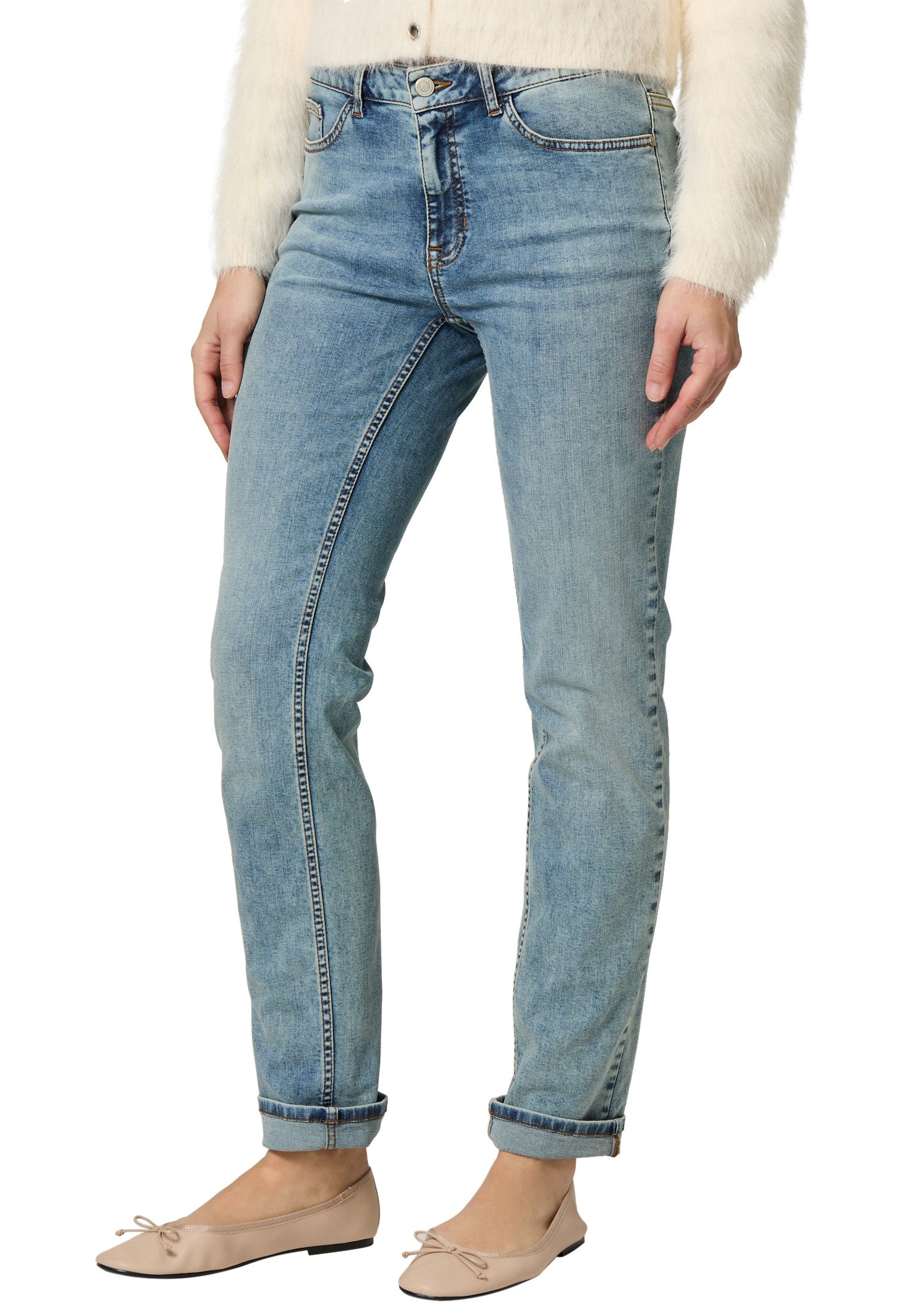 Slim-fit-Jeans zero Damen Jeans Style ORLANDO Straight Leg 32 Inch