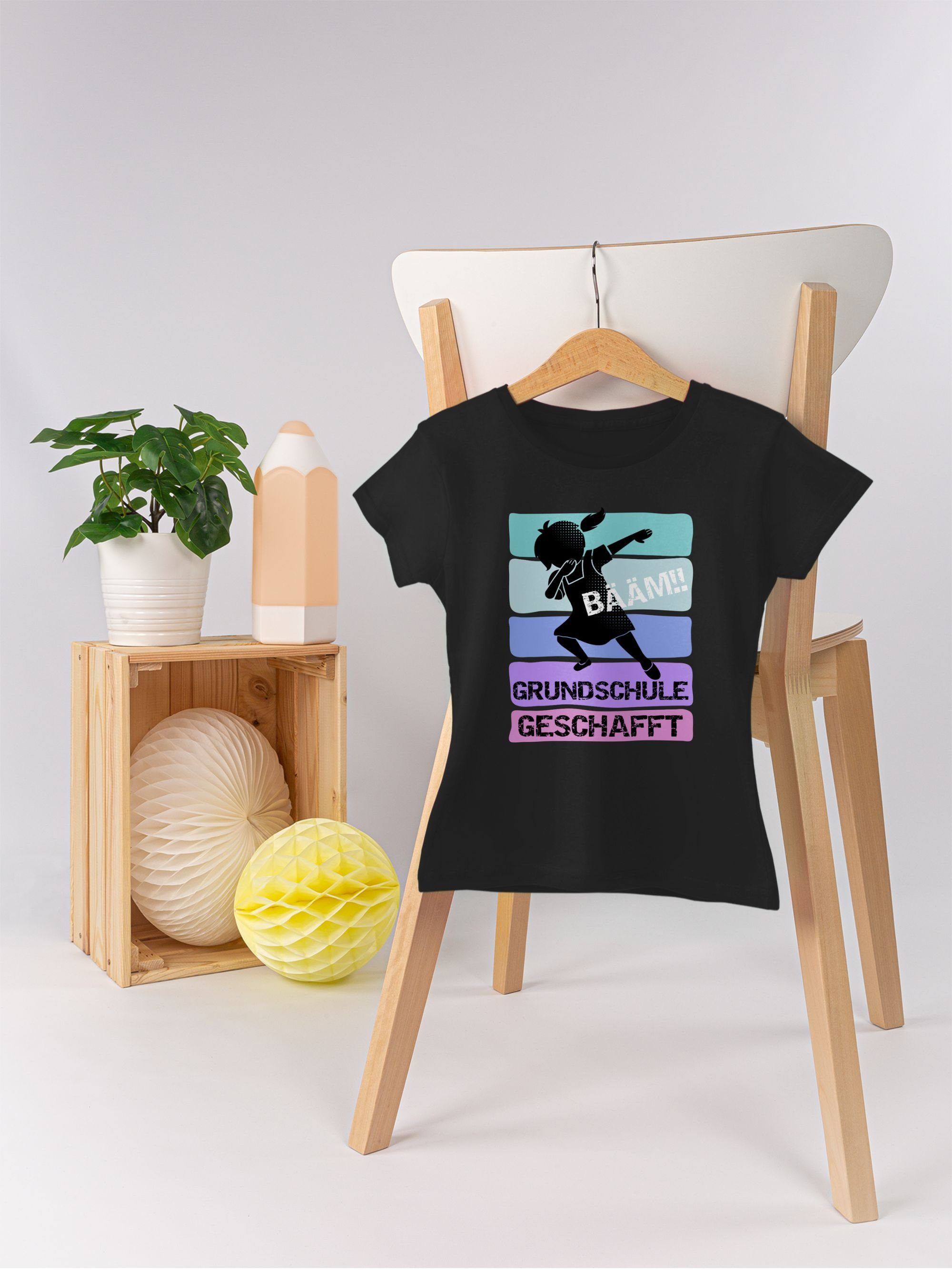 Bääm!! Shirtracer geschafft Einschulung Mädchen Grundschule Schwarz 02 Mädchen T-Shirt