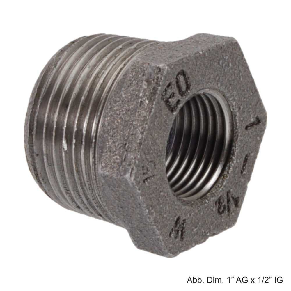 Atusa Wasserrohr Reduktionsstück schwarz, Nr. 241, 1 1/2" x 1/2"