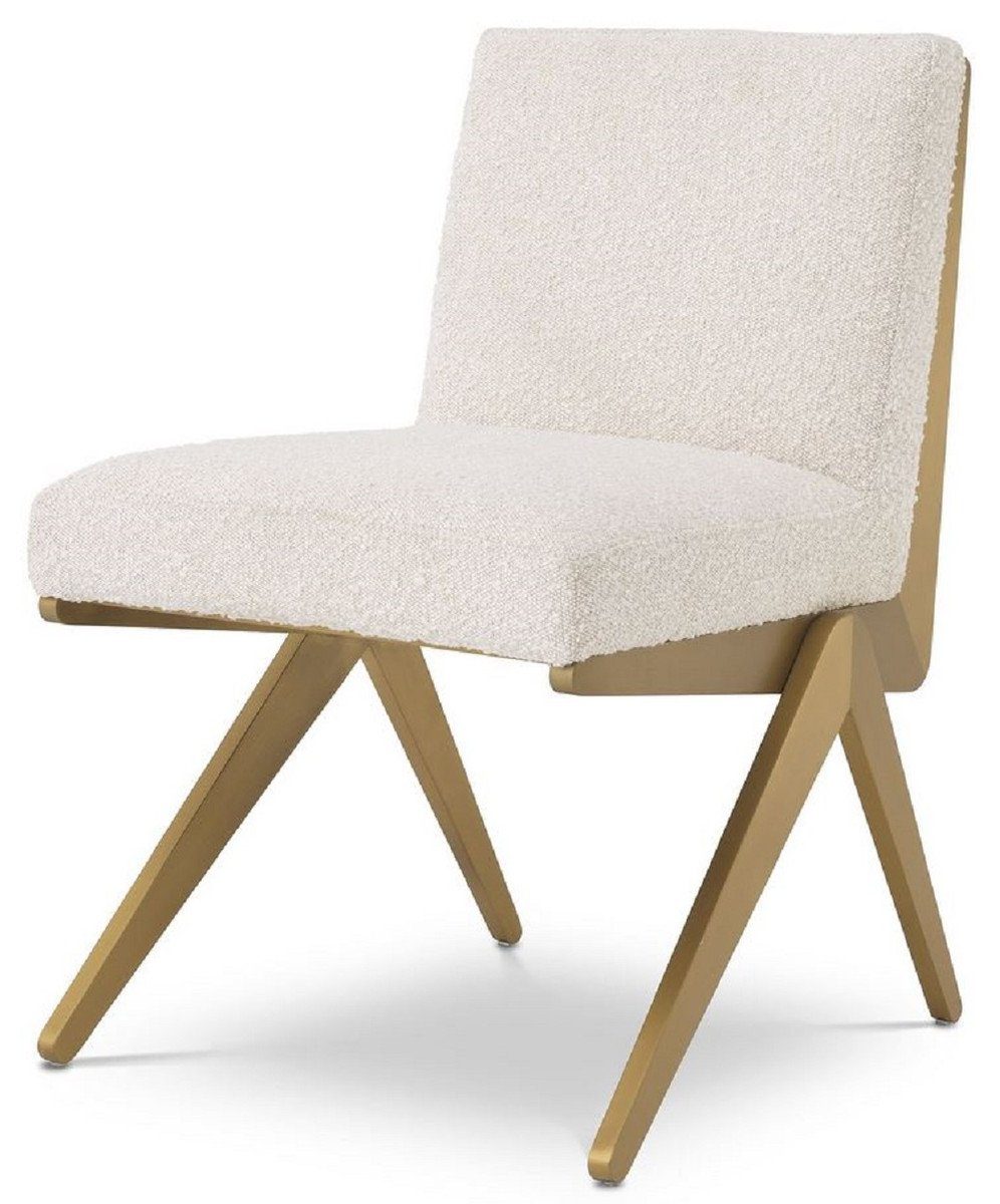 Casa Padrino Esszimmerstuhl / Luxus H. 80 x cm x Creme Esszimmerstuhl Messingfarben - 62 Esszimmer Möbel 54,5 Luxus