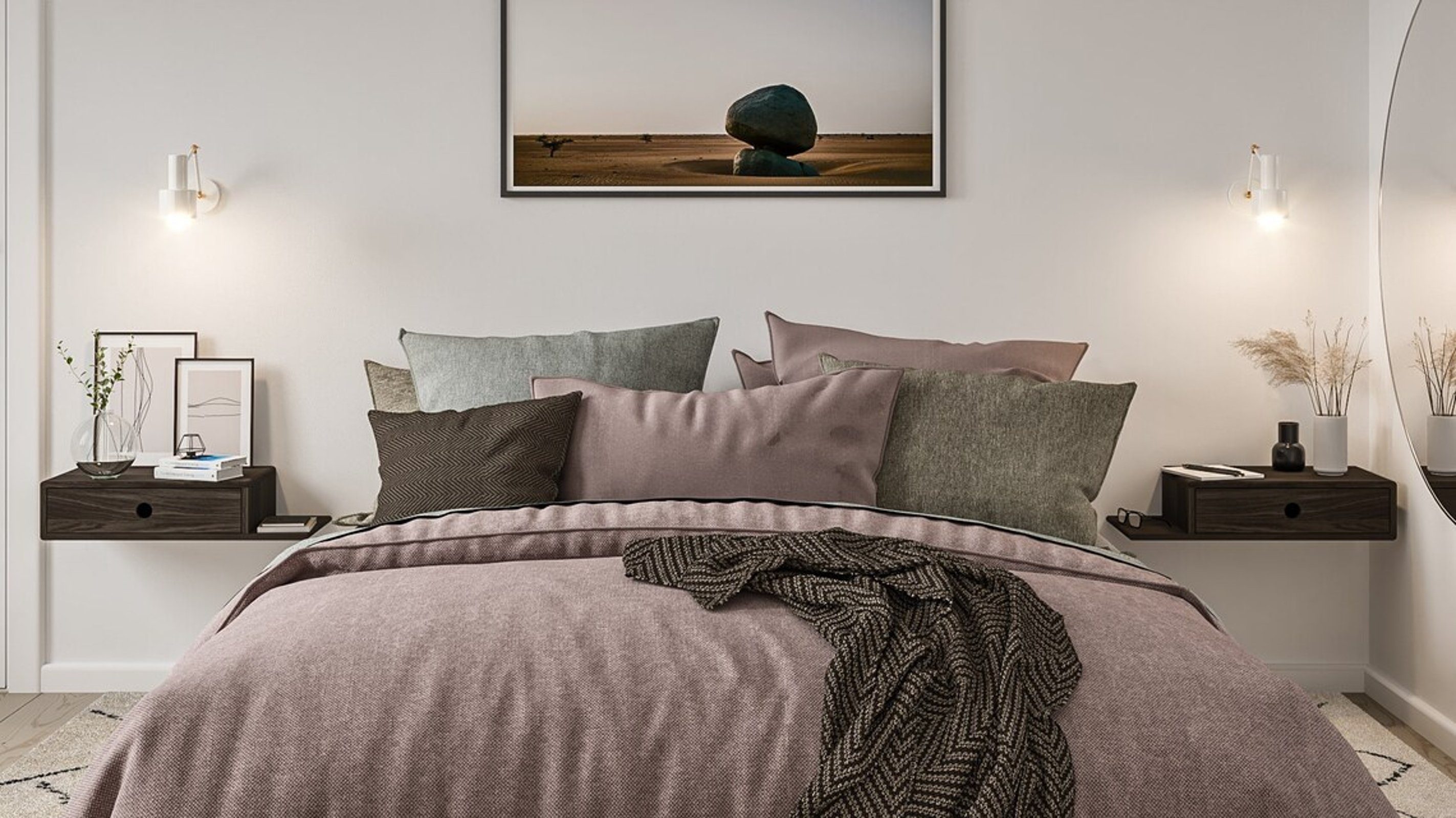Woodek Design Nachttisch HOPE mit Schublade, Nachtkommoden in zeitlosem Design (Ablagetische aus schwarzer Buche, 2-St., schwebende und moderne Nachttischkonsolen), skandinavische Nachtkonsole mit seitlicher Ablage
