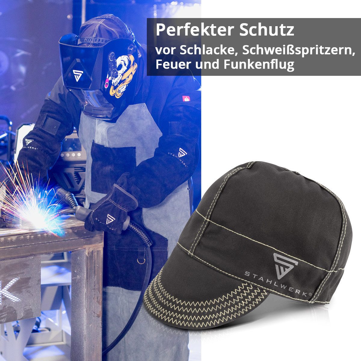 STAHLWERK Schweißhelm Schweißkappe / Schweißermütze / Schweißhelm (Packung, 1-tlg., Einzelartikel), zum Schweißen und Plasmaschneiden