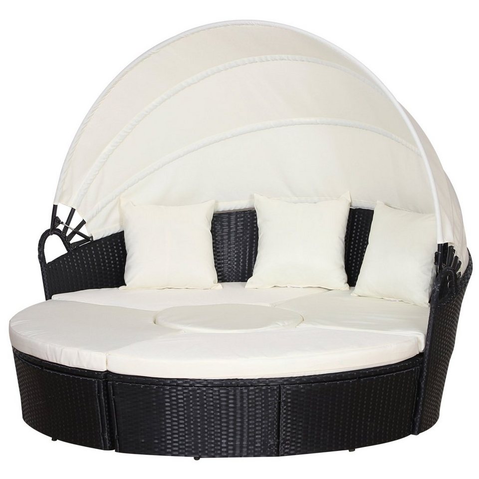 Outsunny Gartenliege »Polyrattan Sonneninsel mit Sonnendach«