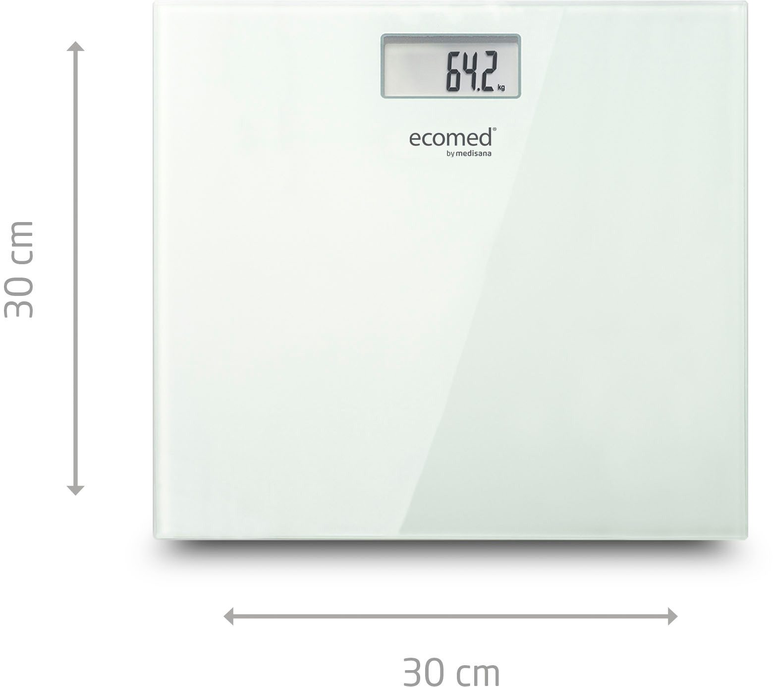 medisana Personenwaage PS-72E, Trittfläche aus 6mm Sicherheitsglas, max.150 kg Tragkraft – Bild 5 von 5