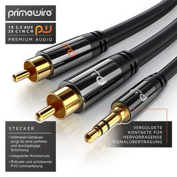 Primewire Audio-Kabel, Cinch, 3,5-mm-Klinke, RCA, AUX (100 cm), Stereo HiFi Audio-Adapter mehrfach geschirmt - 1m