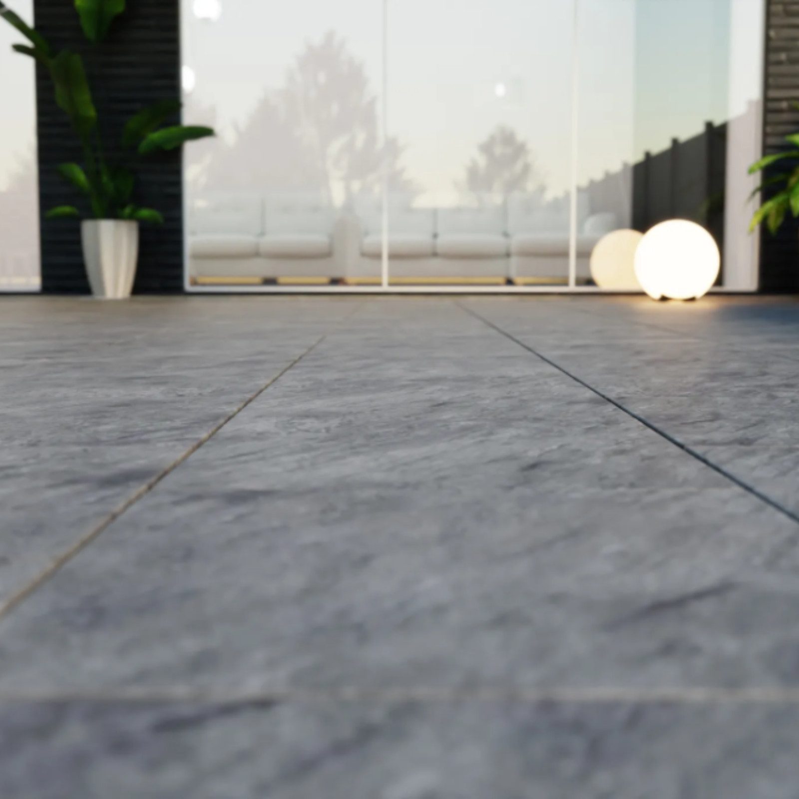 HORI Terrassenplatte HORI Terrassenplatten Feinsteinzeug Steinoptik, Boden für Outdoor, Feinsteinzeug 60x60, Dunkelgrau, Feinsteinzeug, Massiv, Rutschhemmend