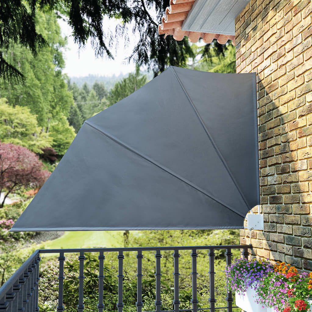 vidaXL Seitenmarkise 160 x 240 cm Faltbarer Balkonfächer Grau 160x240 cm