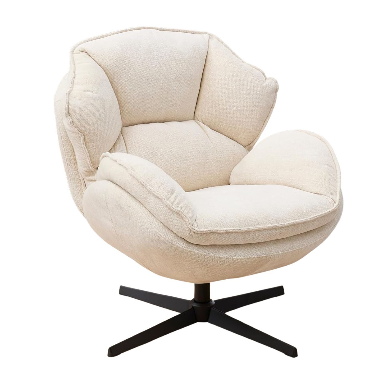WAHSON OFFICE CHAIRS Loungesessel Moderner, gepolsterter Chenille/PU-Loungesessel, drehbar,mit Armlehnen