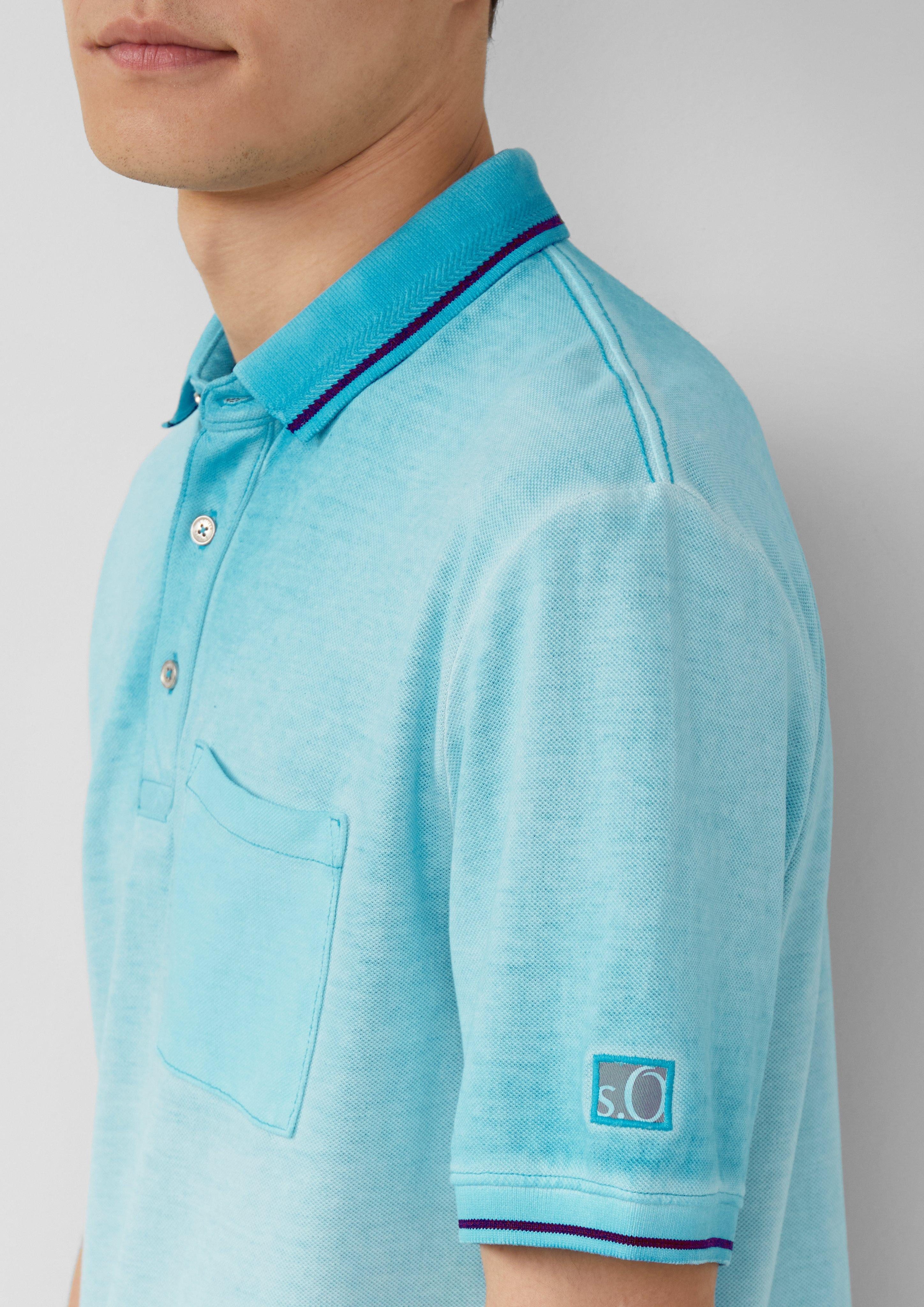 s.Oliver Kurzarmshirt Piqué-Poloshirt mit Waschung und Brusttasche Label-Pa günstig online kaufen