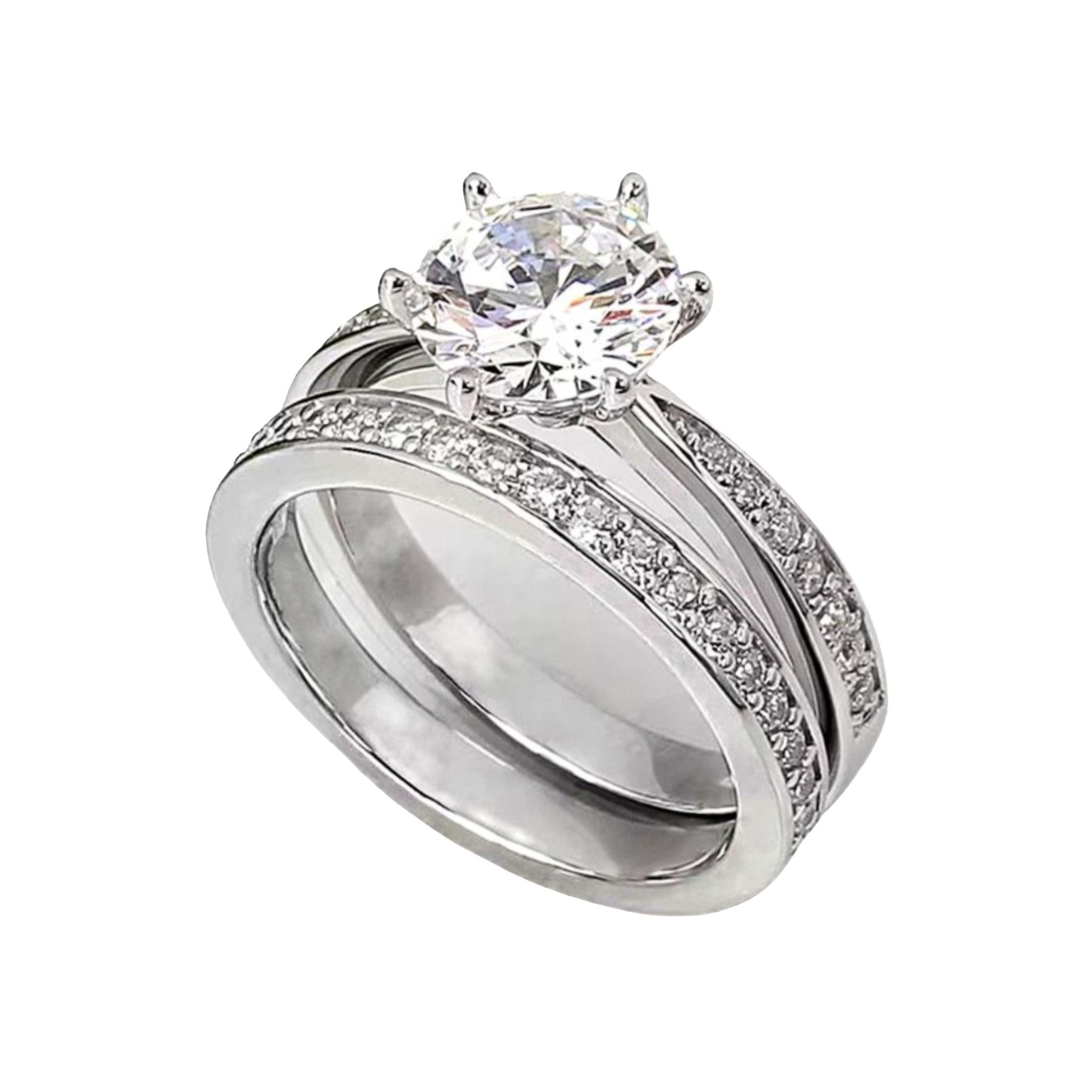 Jumpeak Diamantring Ehering-Set,1.5ct e Vs1 labordiamant,ring 14k weiBgold damen, valentinstag geschenk für sie,geschenk für frau,Geburtstagsgeschenk