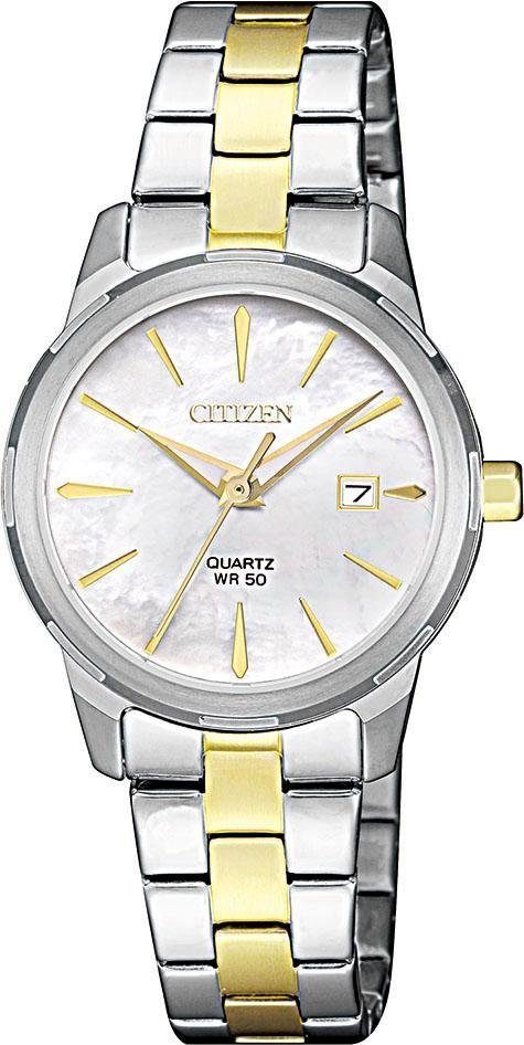 Citizen Quarzuhr EU6074-51D, Armbanduhr, Damenuhr, Edelstahlarmband, Datum