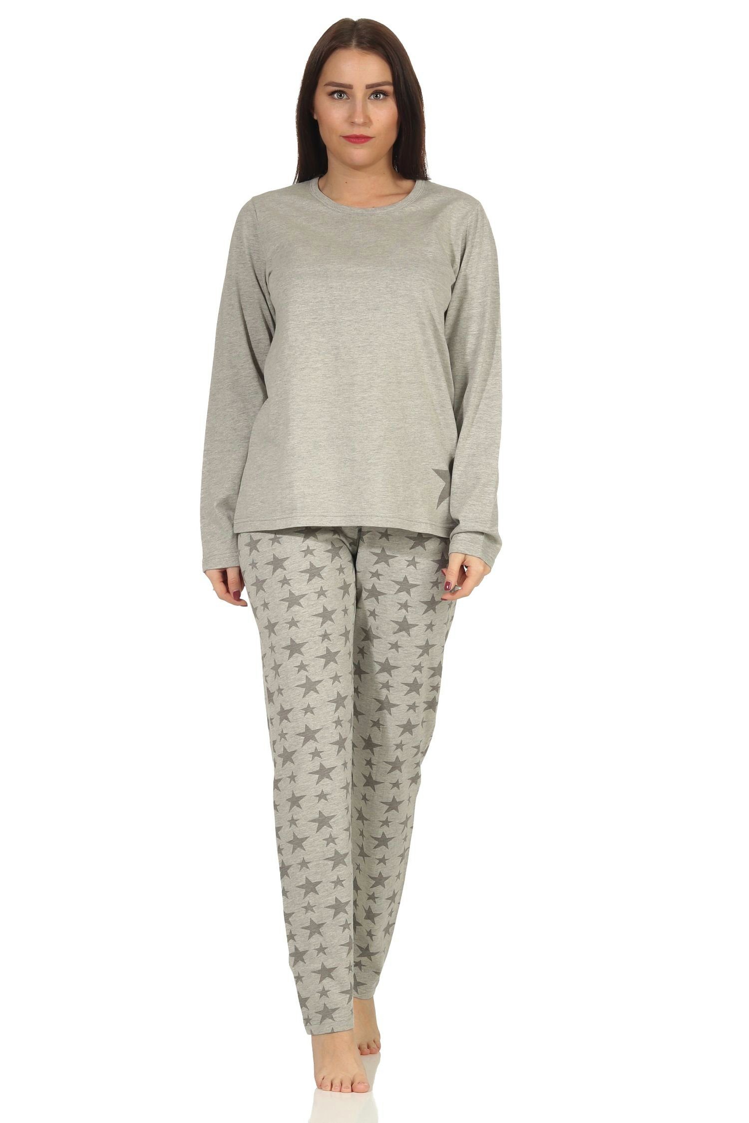 in Pyjama Schlafanzug, grau Pyjama Damen langarm by Normann Sterne-Optik 66537 RELAX